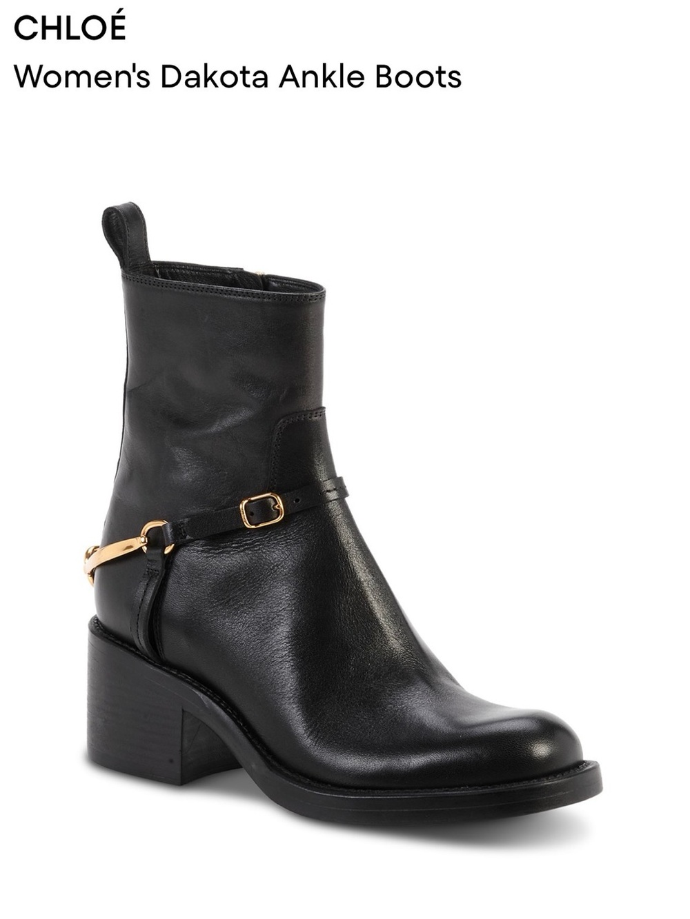 NWT Chloe Dakota Black Leather Ankle Boots, 37.5